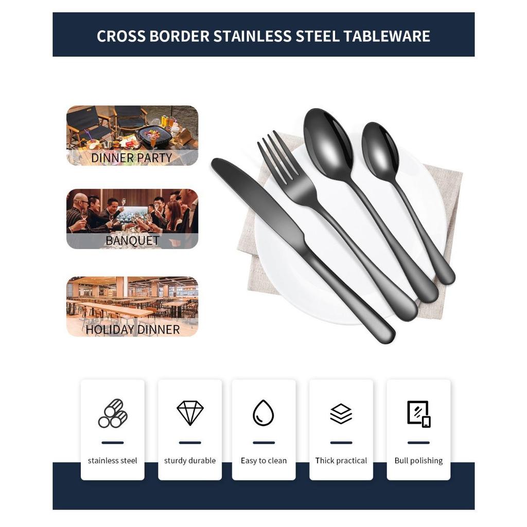 Popular 1010 Stainless Steel Tableware, Knife, Fork, Spoon Set, 24 Piece Set/16 Piece Set, Western Food Tableware Is Cheap