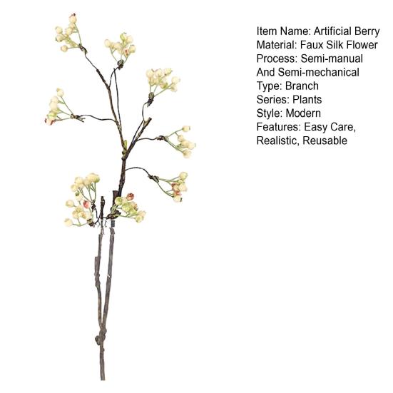 Artificial Berry Pick Realistic Yellow Blue Red Berries Stem Indoor Outdoor Holiday Party Home Office Decoration Faux Plants Branch