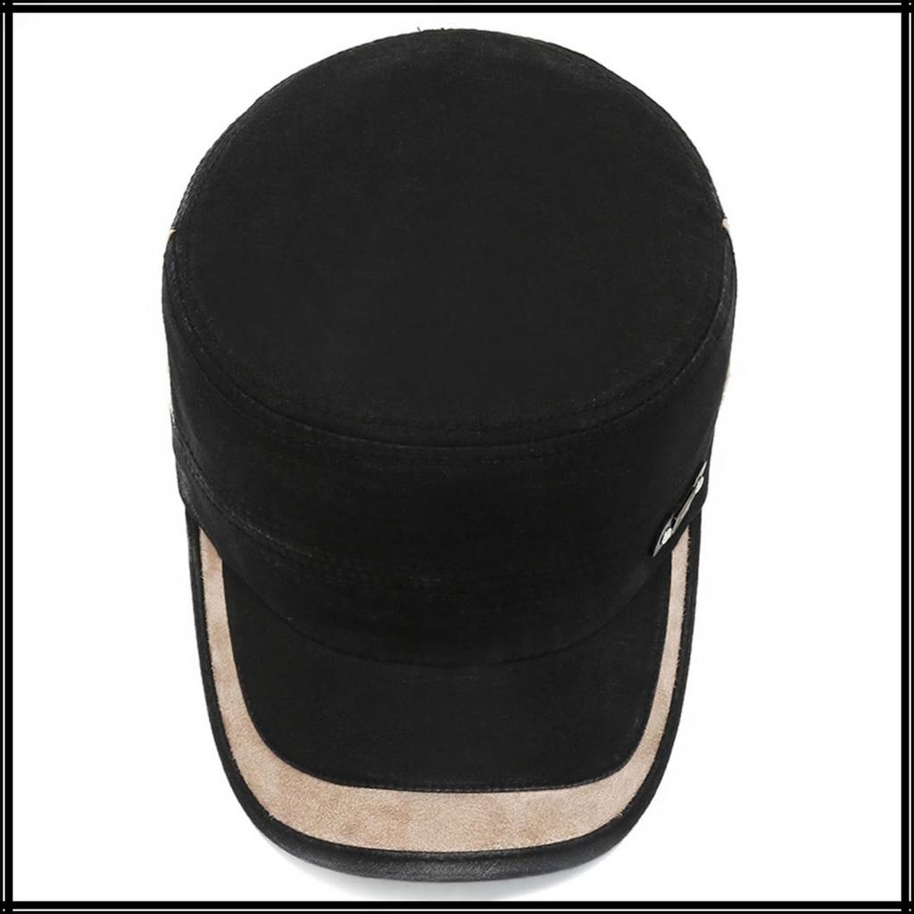 Flat Sun CZA478 [White Fang] Hat, Cap, Cap, Military, Casual, Protection, Outdoor, Men's, (Black)