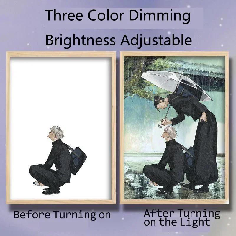 Anime Jujutsu Kaisen Led Light Painting Anime Figure Customized Led Night Lamp Painting Decor Photo Frame Desk Room Decoration