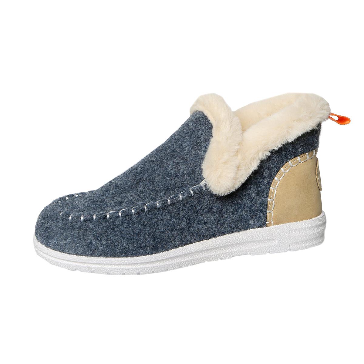 

2025 НОВЫЕ Горячие Продажи Высококачественные Удобные Снежные Ботинки Женские Зимние Повседневные Круглый Носок Толстая Подошва Теплые Хлопковые Ботинки 43 синий