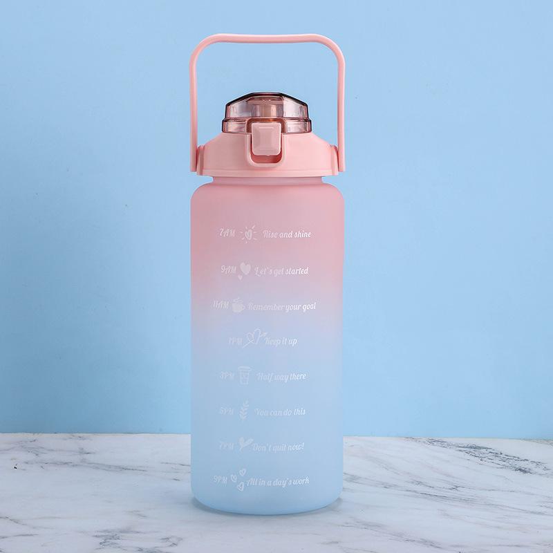 Gradient Color Plastic Cup 2000ml Space Cup, Portable Large-capacity Sports Water Cup for Outdoor Sports