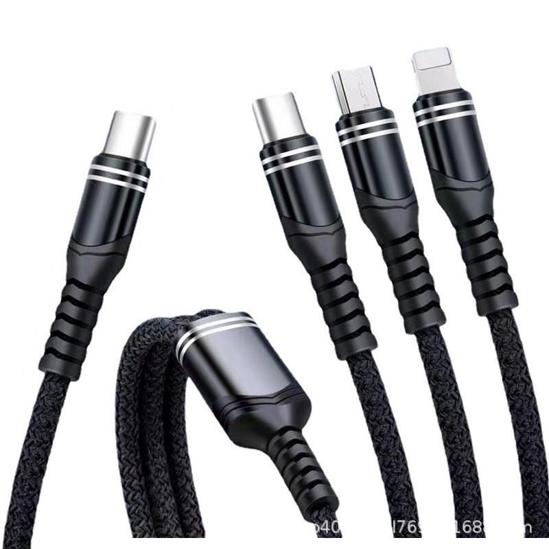 

Новый сверхбыстрый 6А плетеный кабель для передачи данных 3-в-1 для устройств Android, Type-C и Apple Bare cable