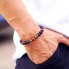 Handmade Mens Bracelet 8mm Onyx Tiger Eyes Stone Beaded Braclet Hematite Healing Braslet Cadeau Homme Leisure Accessories