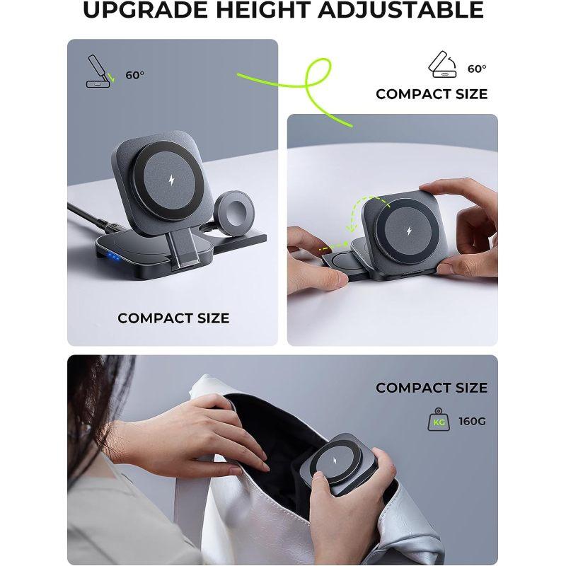 Αναδιπλούμενη 3 σε 1 Μαγνητική Ασύρματη Φόρτιση για Apple Magsafe Βάση Φόρτισης για iPhone 15 Pro 14 13 12 iWatch Airpods 2 3 Φορτιστής