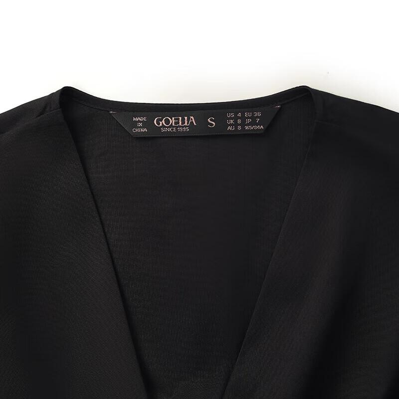 GOELIA Women's V-Neck Knot Cotton A-Line Midi Dress