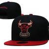 Flat Brim Embroidered Baseball Cap Adjustable Sport Sun Hat Bulls Team