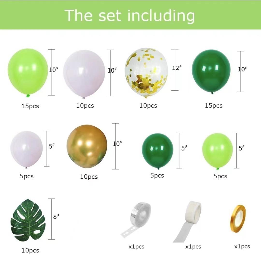 

Forest Balloon Green Balloon Turtle Leaf Set, Sequined Balloon Chain Combination Scene Arrangement Is Small And Fresh Set as shown
