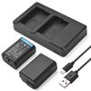Camera NP FW50 Battery Charger Kit with 2 Slot Battery Charger + 2pcs NP FW50 Batteries 7.4V 2000mAh USB Charging Cable