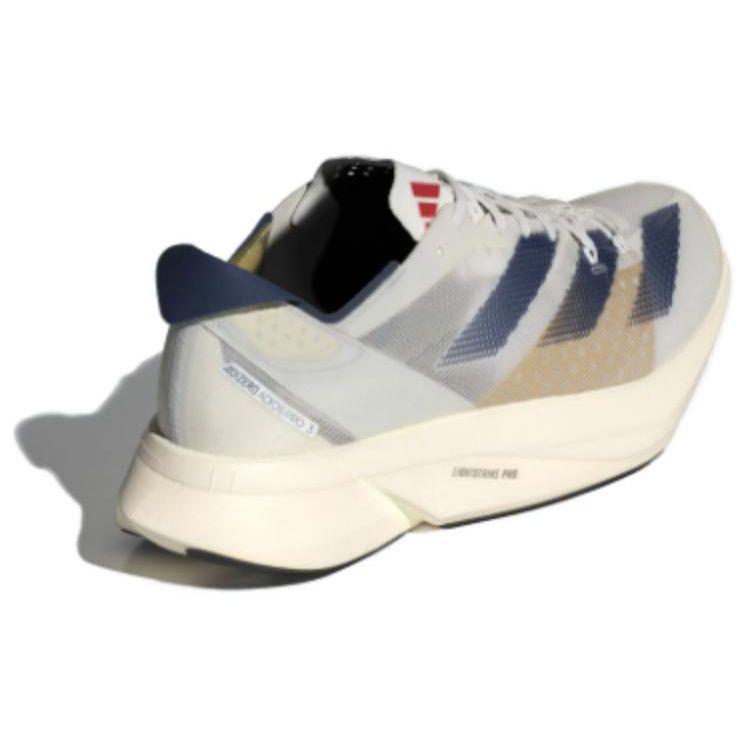 Adidas Adizero Adios Pro 3 White Dark Blue Unisex Sneakers Cloud-White Gold-Metallic IG6438