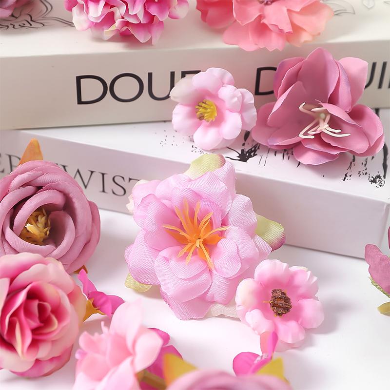 24Pcs 4.5cm Artificial Rose Mixed Silk Flower Head Bulk Craft Wreath Wedding Bridal Baby Shower Home Party Decor DIY Cake Decor