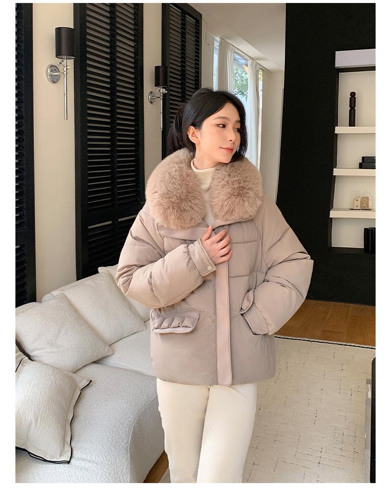 Damen Kurz Großer Pelzkragen Winddicht Verdicken Warm Winterjacke