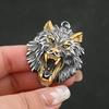 Punk Viking Wolf Head Pendant Necklace Gold Color Stainless Steel Odin Wolf Necklace Norse Mythology Jewelry Gifts Accessories