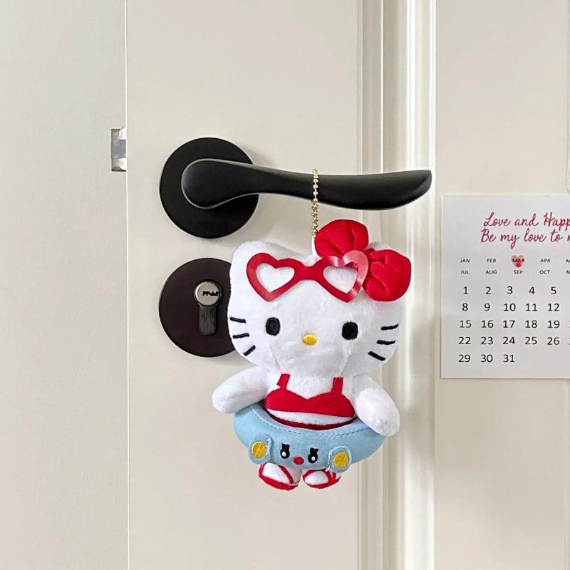 Sanrio Hawaii Swimming Ring Hello Kitty Plush Toys Pendant Backpack Keychain Cute Plushies Doll Decoration Holiday Gifts