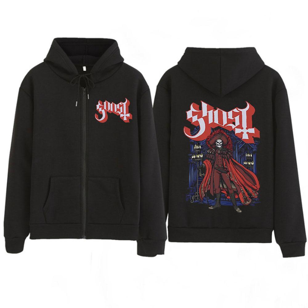 Ghost Skeletour World Tour Album Harajuku Zipper Hoodies Unisex Gothic Oversized Zip Up Sweatshirts Harajuku Hip-hop Coat