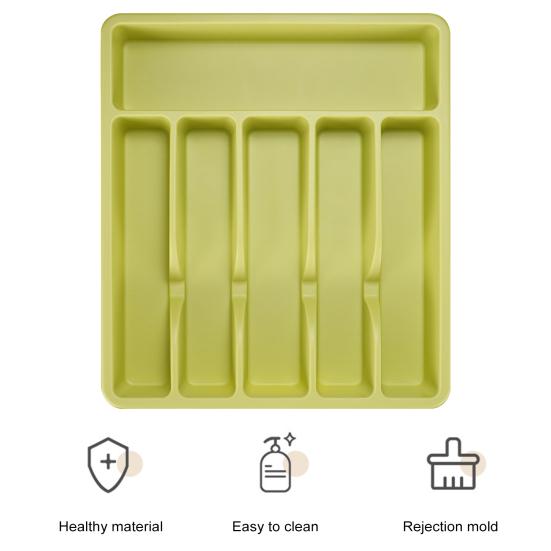 Bestikkskufforganisatorbrett 6 rom Plastoppbevaringsboks for kjøkkenredskaper Gafler Skjeer Kutter Solid BPA-fri Skilleholder