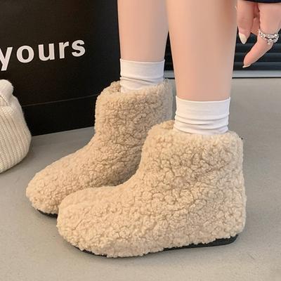 Damen Pelz Stiefeletten Flats Kurz Plüsch Freizeitschuhe 2025 Trend Winter Wildleder Schneestiefel Neue Damen Sneakers Mujer Botas