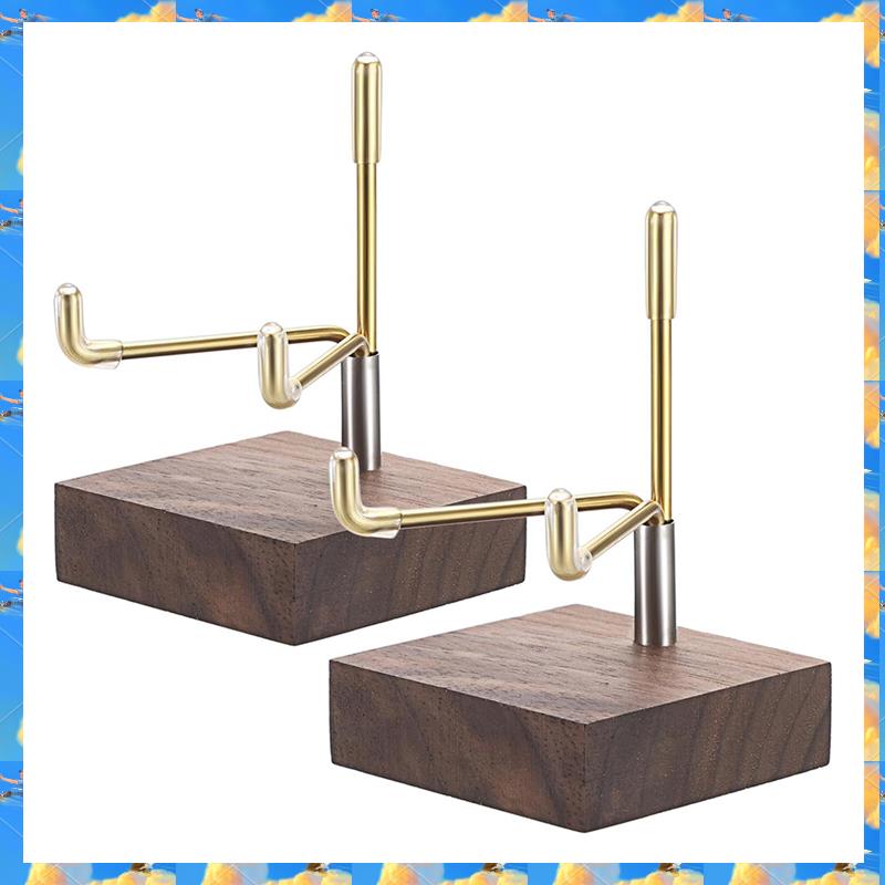 FTS 2Pcs Small Display Stand Adjustable Metal Arms And Wooden Base -Decorative Plates Display Stand Easel Holder For Crystal