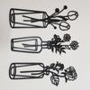 Flower Vase Wall Art Decoration Simple Metal Iron Vase Wall Decor Black Hanging Flower Sculptures
