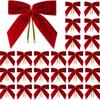Christmas Bow Hanging Decorations for Wreath Christmas Tree Room Decoration Xmas New Year Holiday Party Decoration Props 24PCS