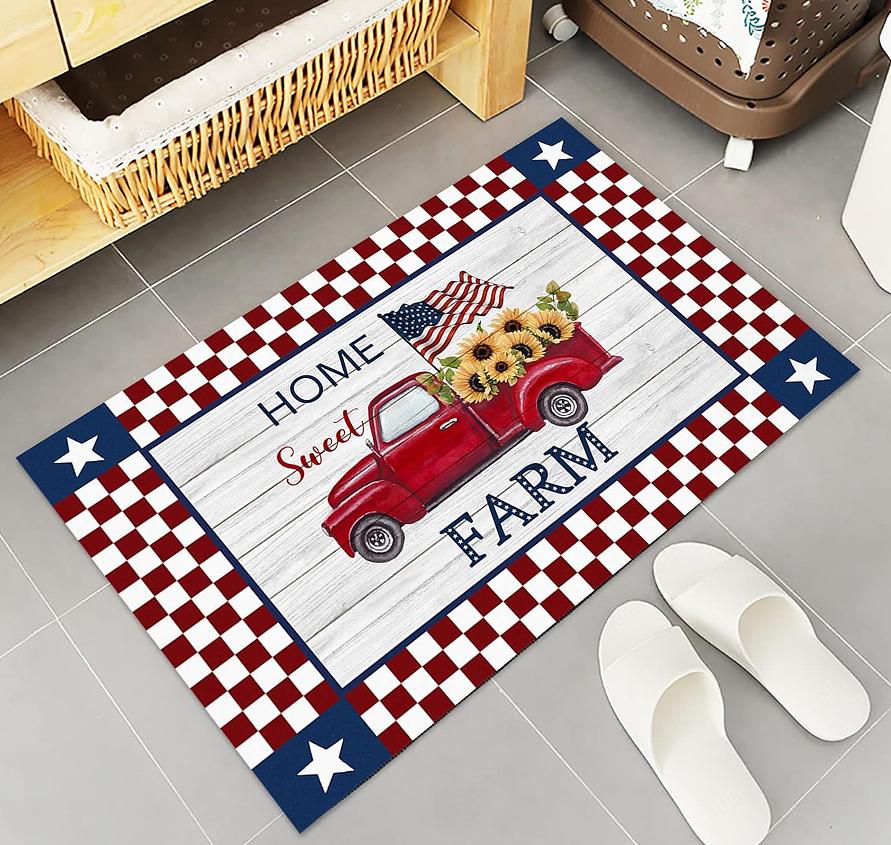 Festival Truck Pattern Doormat Area Carpet Kitchen Living Room Bedroom Laundry Room Carpet Room Bathroom Decorative Floor Mat