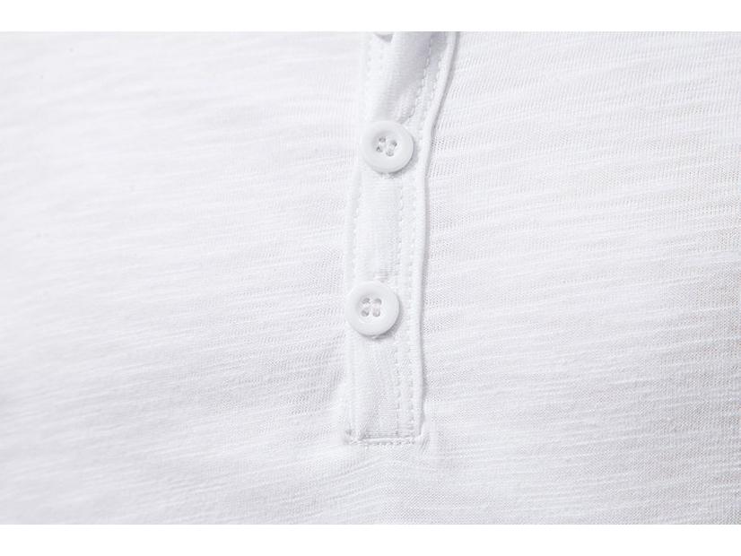 2023 Spring/Summer Men's Bamboo Cotton Henley Polo Tee - Casual Loose Fit, European Size