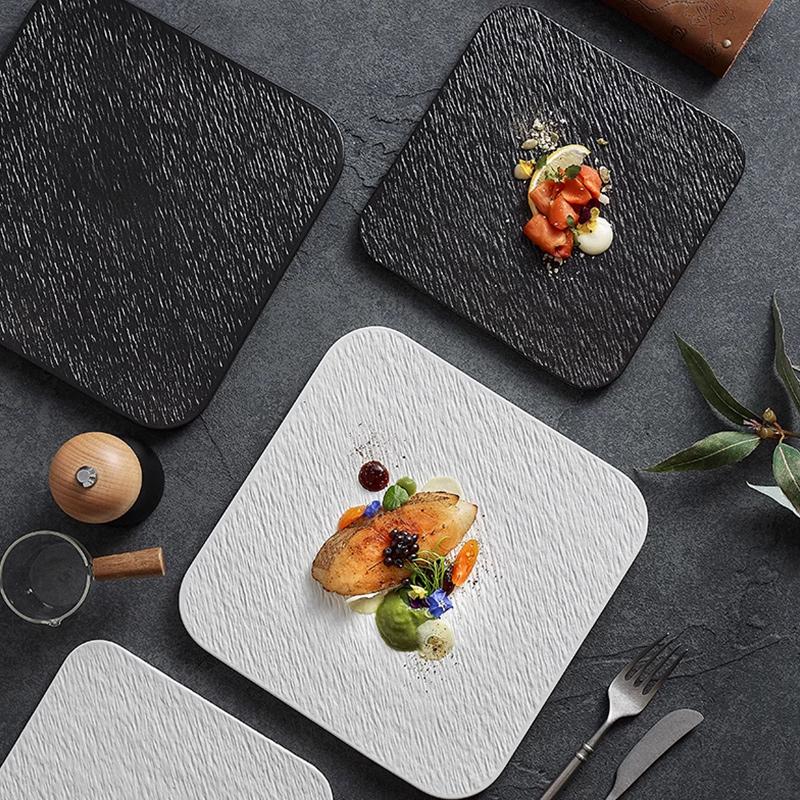 8/10 Zoll Steinmuster flacher Teller Kreativer nordischer Keramik-Speiseteller Klassisches mattes Sushi-Dessert-Geschirr Westliches Restaurant