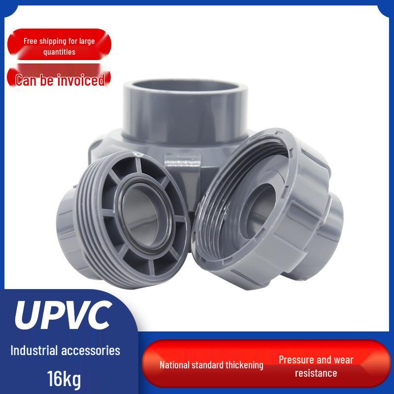 Corrosion-Resistant Dark Gray UPVC Industrial Pressure Union Joint, DN50, 16 Kg