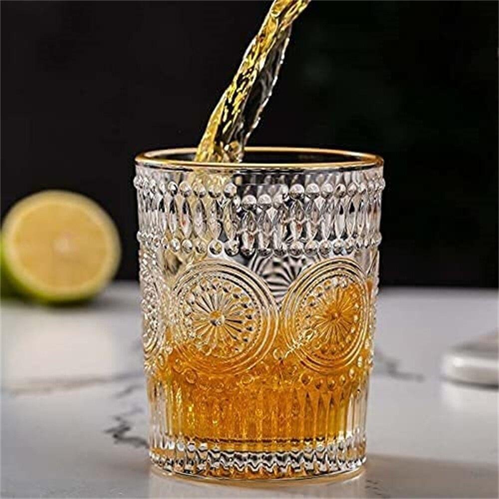 6 PCs 300ml Transparent Wine Glass Set Drinking Cup Baroque Glassware for Dinner Parties Bar Thick Heat Resistant Unleaded Glass
