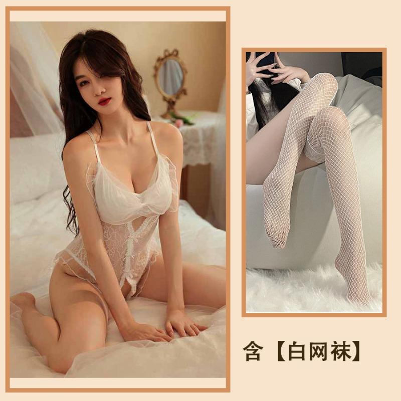 New sexy women's pajamas lace free suspenders bow onesie pure desire style hot suit