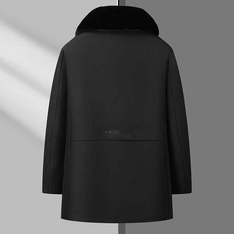 Men's Fleece Thickened Removable Sweater-neck Cotton-padded Coat Winter New Men's Clothing Medium and Old Business Casual Jacket