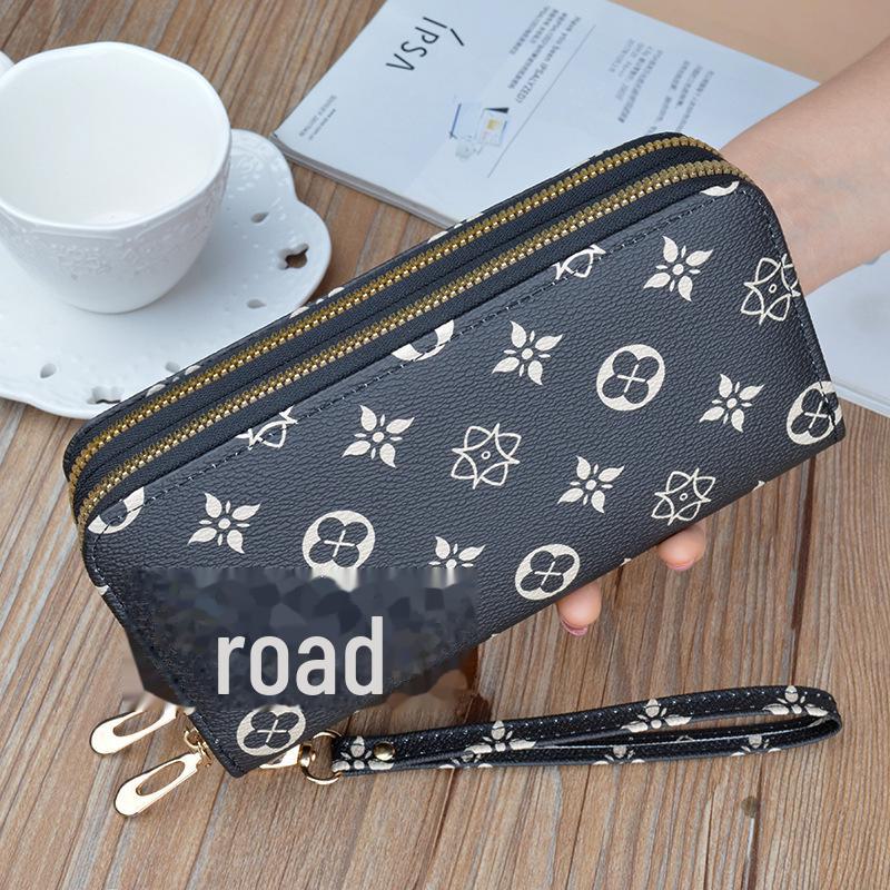 Женский длинный клатч с двойной молнией - модный большой вместительный кошелек с карманом для телефона 1179₽