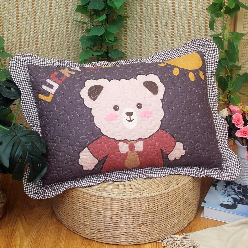 Soft and Comfortable Pillowcase Skin Friendly Breathable Fashionable Rustic Style Quilted Fabric Pillowcase Bedroom Decoration