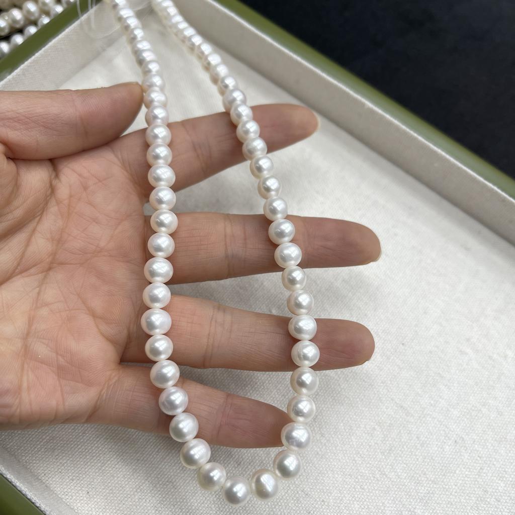 1String, White Natural Freshwater Pearls Beads for Jewelry Making DIY Necklace Bracelet Crafts (Beads 7-8mm, Length 36cm)