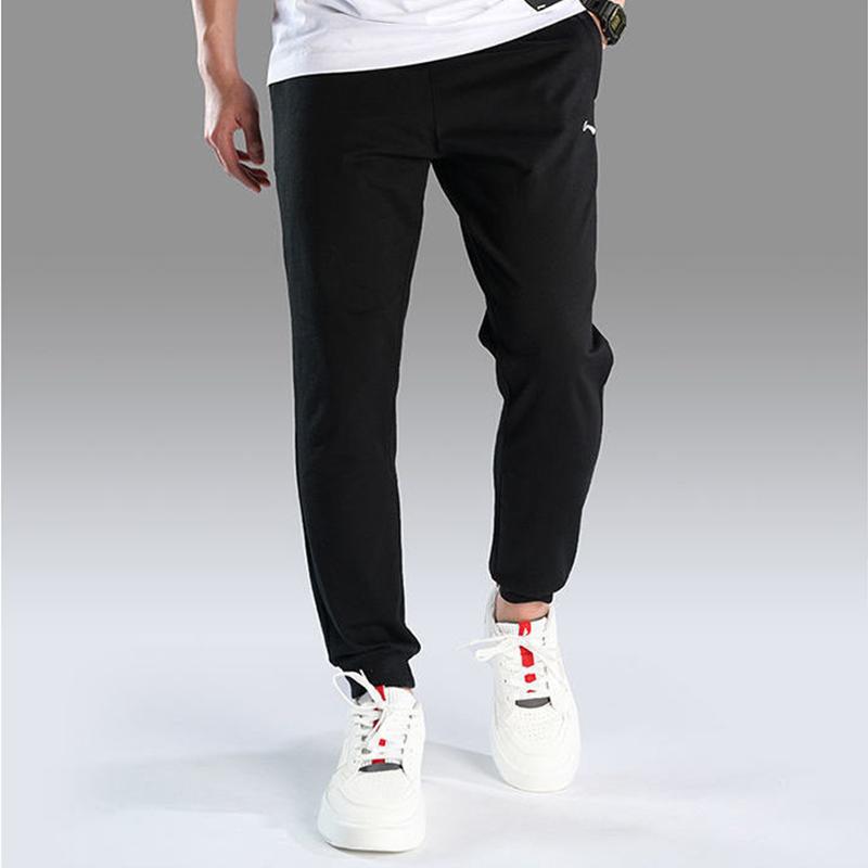 Li Ning Plain Casual Knitted Breathable Sports Pants Men bottoms Black AKLS449-1