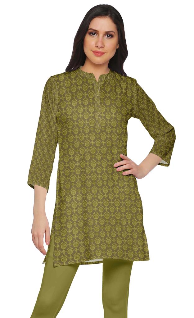 Moomaya Printed Side Slit Short Kurta Tunic For Women Summer Wear Ladies