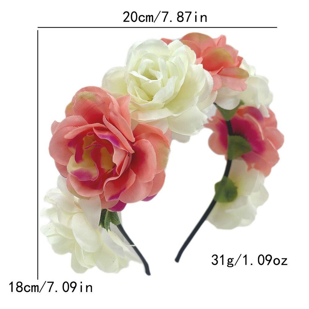 Wedding Festivals Floral Crown Hairband Bohemian Headwear Rose Flower Headpiece  for Women Girls