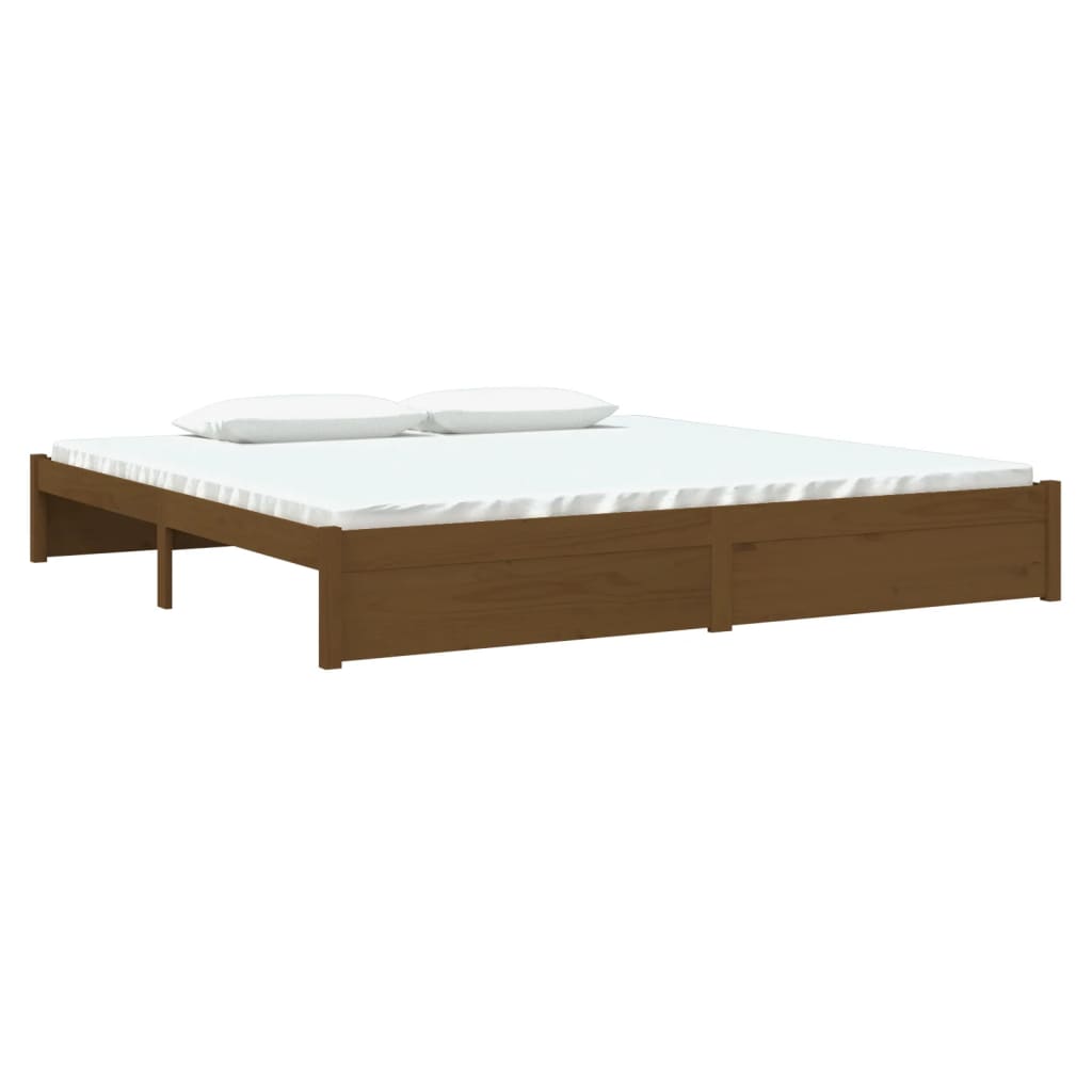Solid Wood Bed Honey Brown 200 x 200 cm