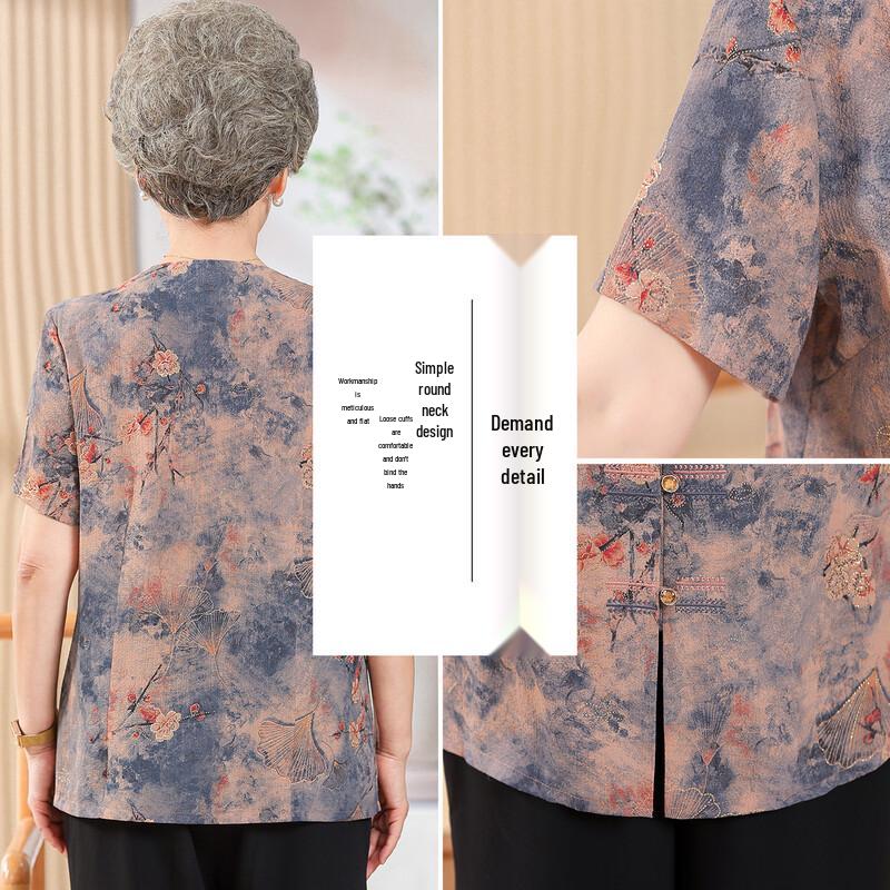 YUZHAOLIN Women's Summer Casual Short-Sleeve Stand Collar Shirt