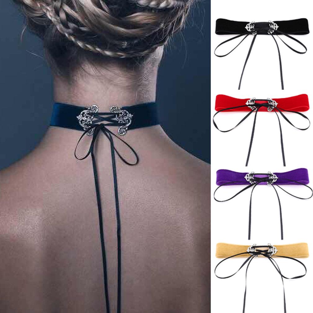 Wide Velvet Choker, Hollow Alloy Pendant Soft Velvet Streetwear Neck Collar