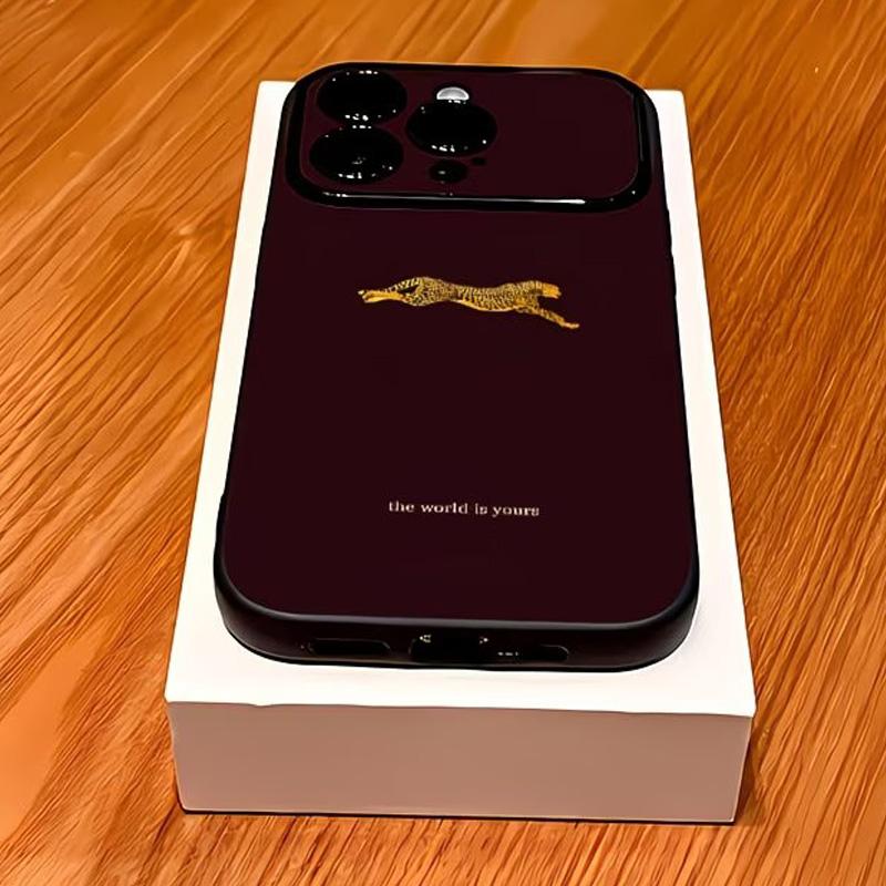 Fashion Leopard Print Burgundy Phone Case For iPhone 17 16 11 13 12 14 15 Pro Max XS X XR Plus 16 17 Pro Air Shockproof Cover