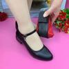  sapatos femininas women cute round toe black soft leather office square heel shoes lady retro elegant work shoes ab572