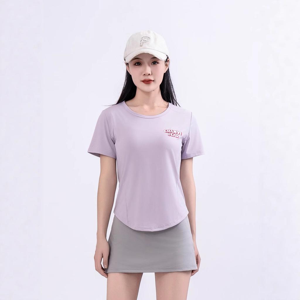 Sporty Short-sleeved Women's Thin Quick-drying Round-neck T-shirt, Slimming and Trendy Yoga Wear for Summer