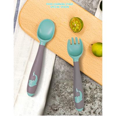 New Baby Fork And Spoon Set, Food-grade Silicone, Children's Training Spoon, Complementary Food Set