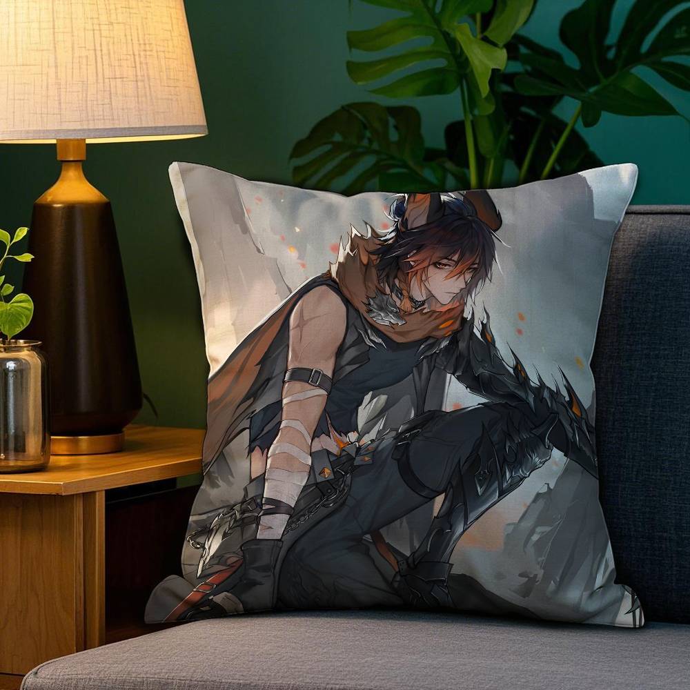 Anime Spiel D-Duett N-Nacht A-Abgrund Kissenbezug Anti-Hausstaubmilben Kissenbezug Unsichtbarer Reißverschluss seidig kurzer Plüsch Sofakissenbezug