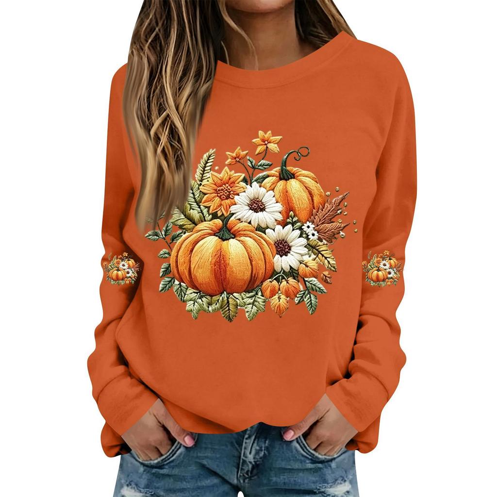 Women's Casual Long Sleeve Halloween Print Neck Top