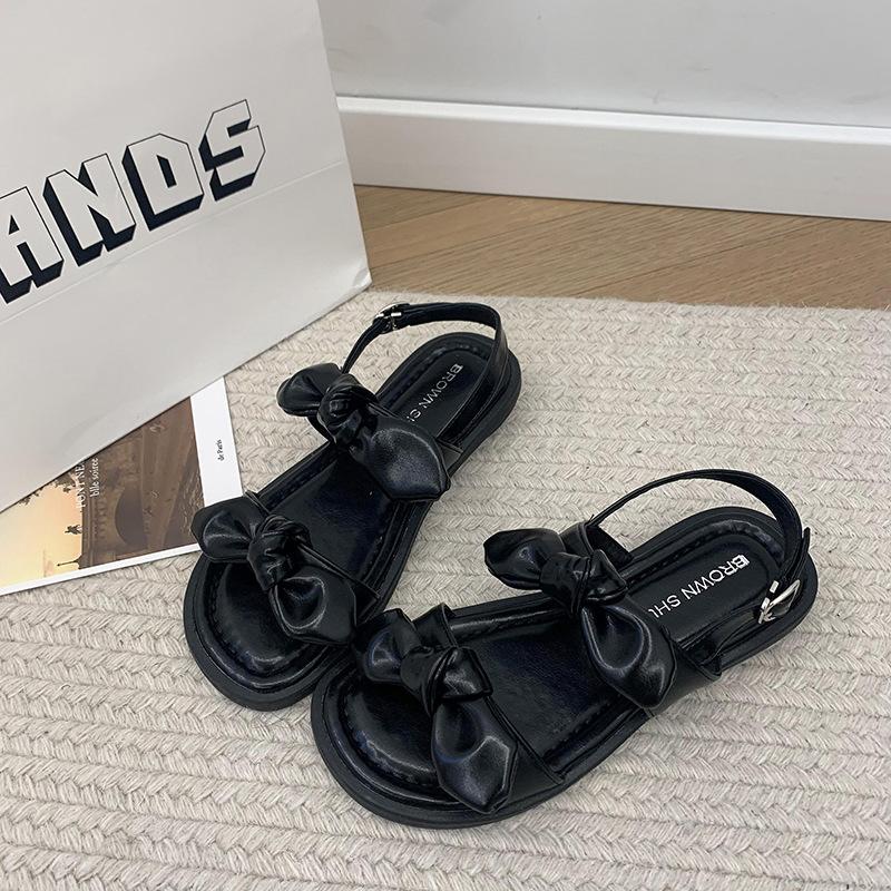Flat-heeled sandals women's summer 2025 new bow women's flat-bottomed fashion sandals
