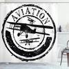 Flughafen Duschvorhang,Aviation-Thema Illustration von geparkten Flugzeugen auf Flugfeld gelandet,Polyesterstoff Badezimmer Vorhang Set