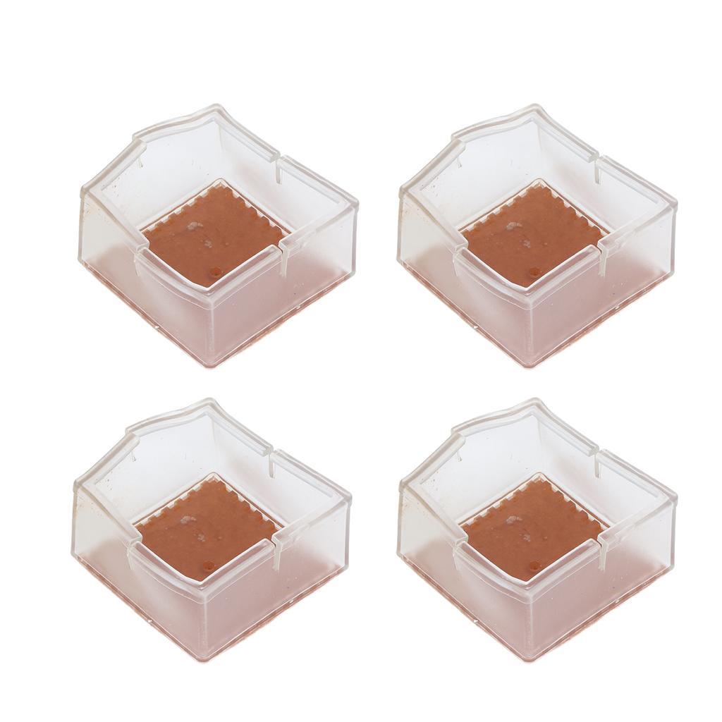 8pcs Set Silicone Chair Caps Table Foot Pads Anti Slip Transparent Square Leg Protection Cover