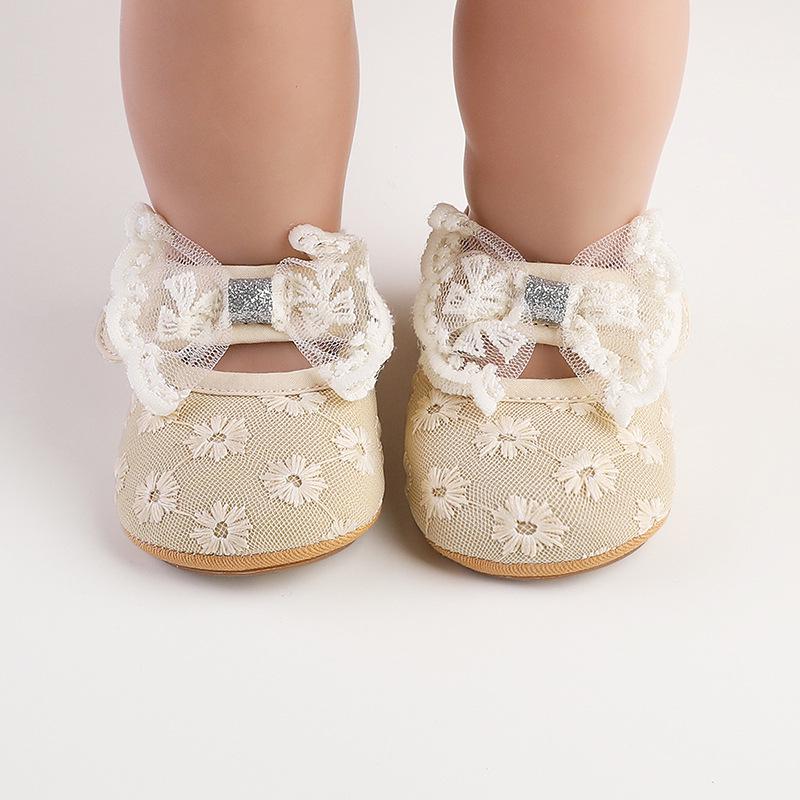 Solid Color Lace Baby Princess Shoes for 0-12 Months - Spring & Autumn Walking Shoes